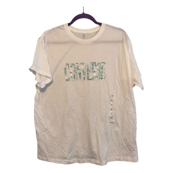 Converse Tie Dye Logo Graphic Tee White Green Cotton Knit Short Sleeve XXL - Picture 1 of 6